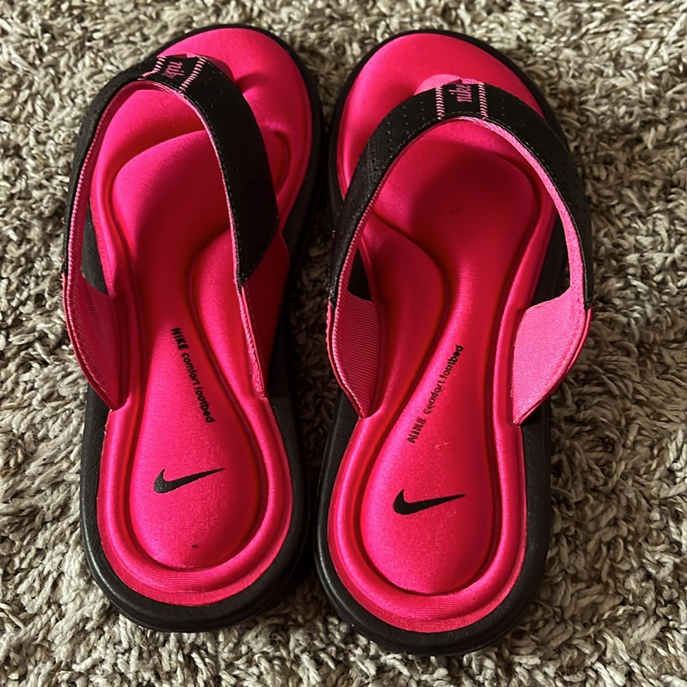 Nike sandals. Size US 8. Pink and black. Memory foam.
